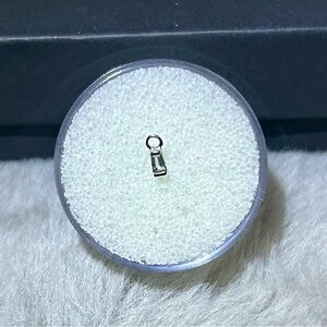 Buddha Jewelry La Madeleine Baguette charm 14k White Gold with White Topaz